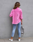 Denim Jacket Women Relaxed Fit Button Front Casual