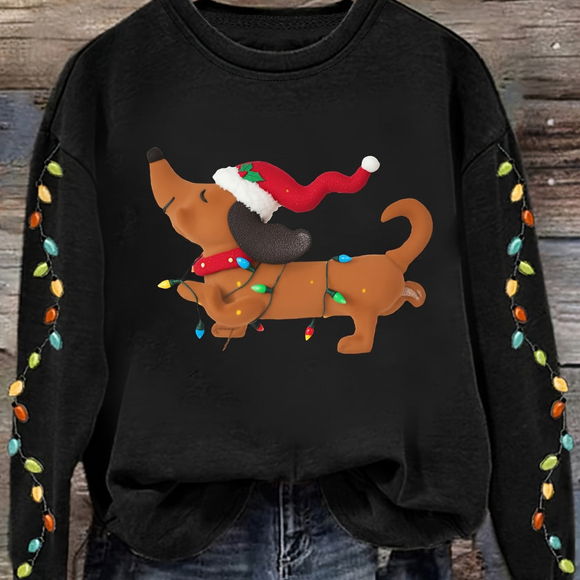 Mirjam | Women's Oversized Cropped Santa Tacky Novelty Crew-Neck Sweater