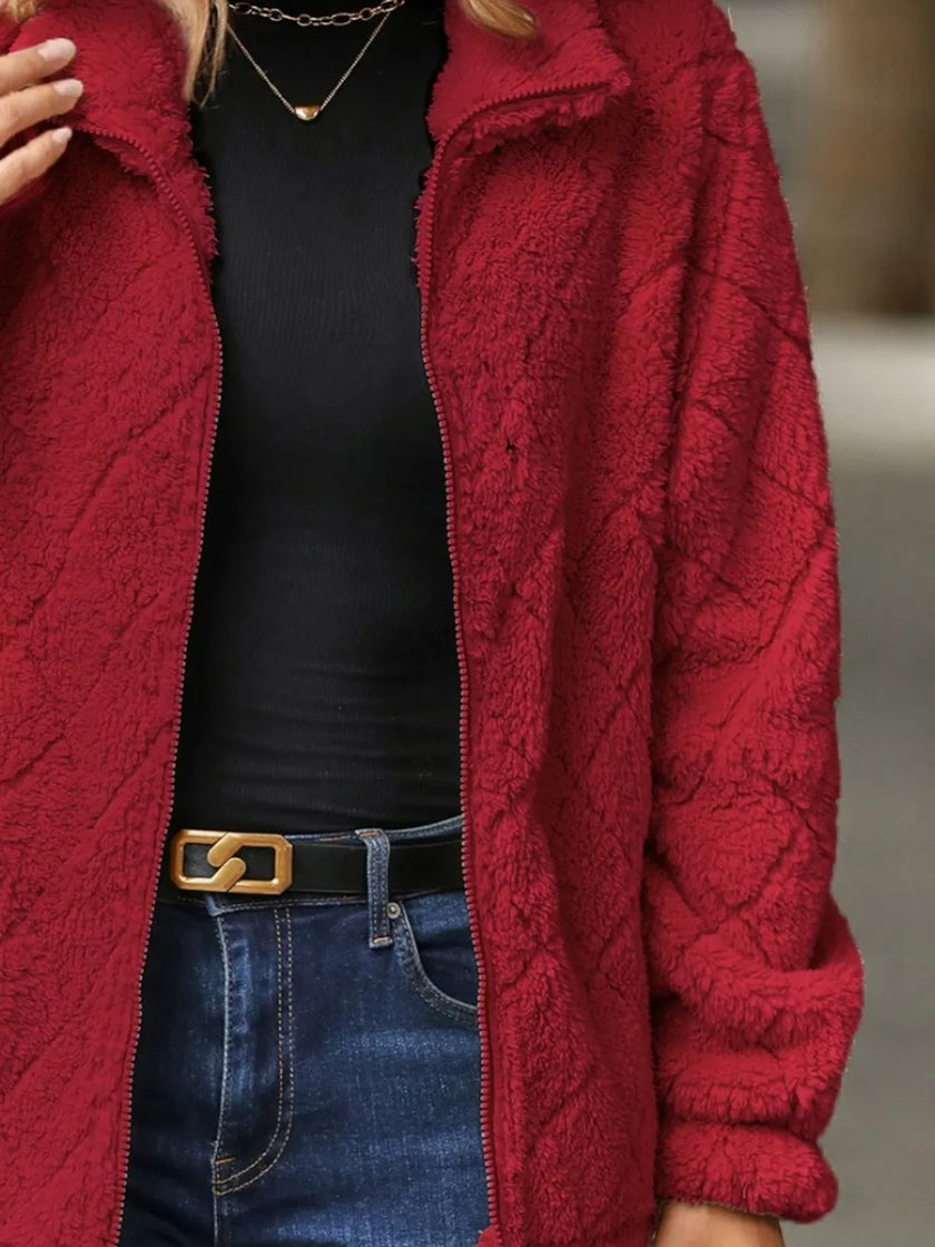 Birgit | Women's Zip-Up Sherpa Jacket with Pockets