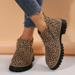 Ankle Boots Leopard Print Suede Lug Sole Chunky Side Zip Winter Boots | Nina