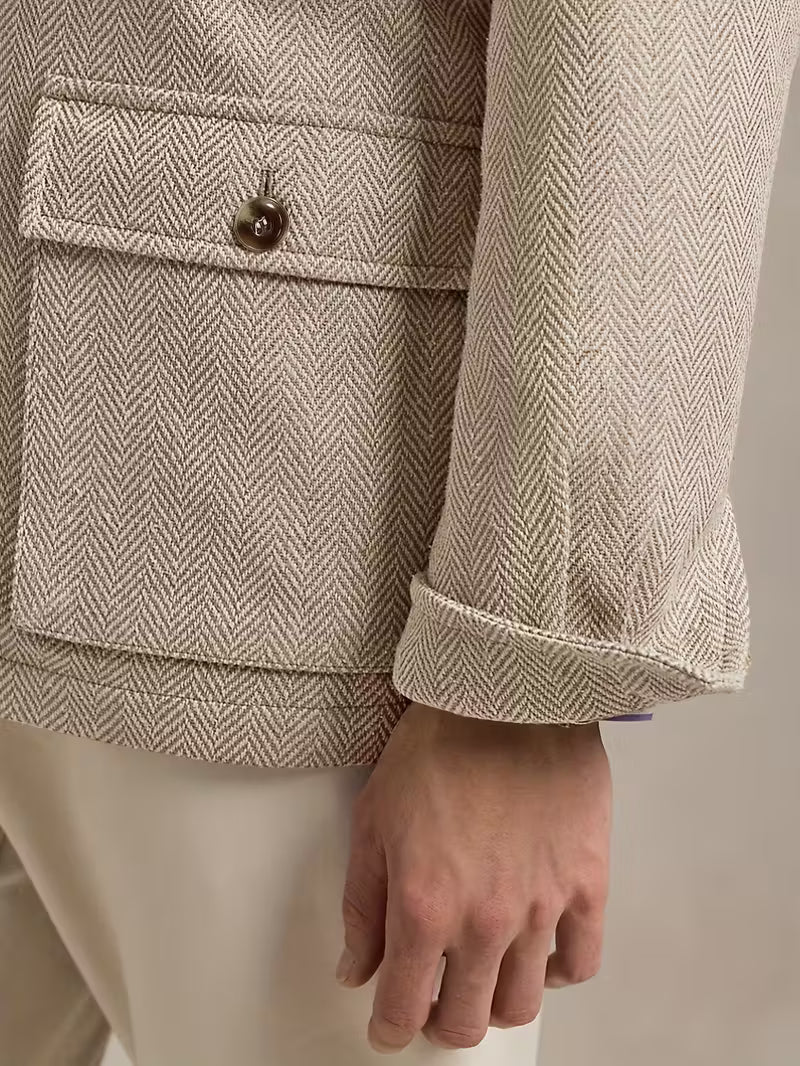 Wool-Look Jacket Men Lapel Collar Side Pockets Regular Fit Winter