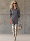 FJØRNA grey waffle mini dress, casual sleeveless dress with a relaxed fit and textured fabric, perfect for everyday wear.