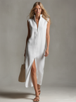 FJØRNA sleeveless midi casual dress with a relaxed fit, featuring a simple design perfect for everyday wear.