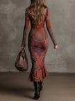 FJØRNA Knit Fishtail Midi Dress in a casual style, featuring a fitted silhouette and textured knit fabric.