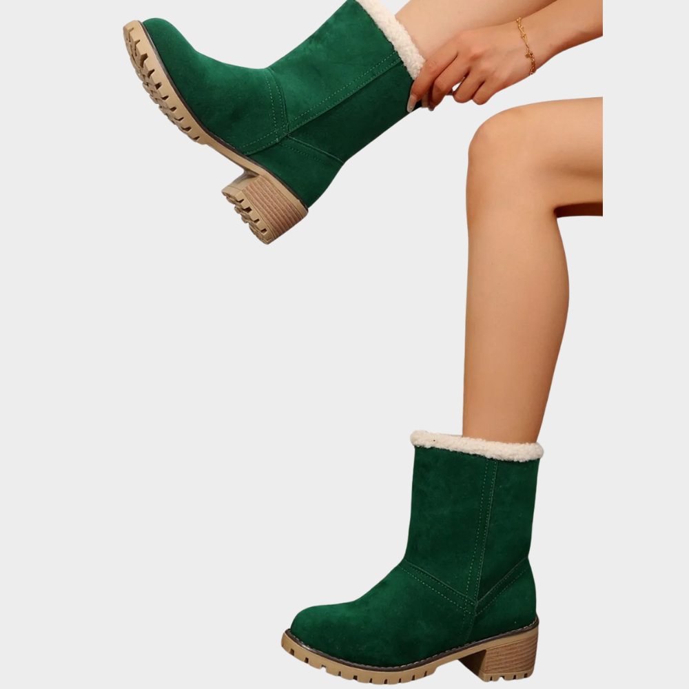 Snow Boots Fur Lined Suede Mid Heel Cushioned Winter Boots | Brynn