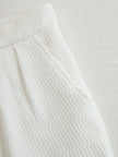 Cream textured lantern sleeve two-piece set for women by FJØRNA, featuring stylish pants and a matching top.