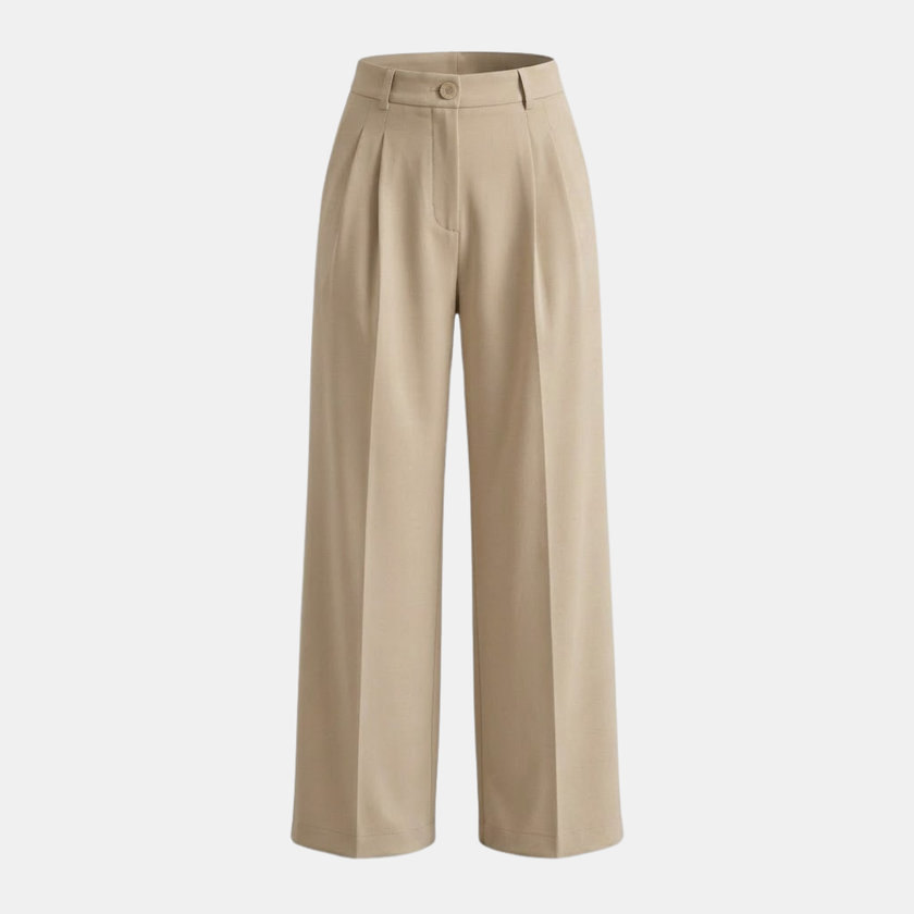 Women's high-waist wide-leg tailored trousers by FJØRNA, loose pull-on pants with a relaxed fit and clean design.