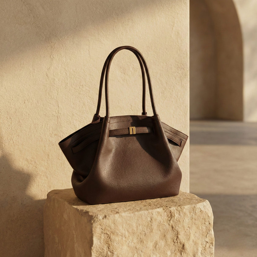 FJØRNA vegan leather medium waterproof work tote bag with sturdy handles and spacious interior, ideal for daily professional use.