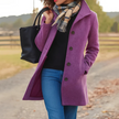 Wool Coat Tailored Notch Collar Button Up Long Winter Coat | Elvira