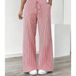 FJØRNA women's lightweight summer trousers with drawstring and striped pattern, casual and comfortable for warm weather.