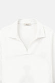 Polo Shirt Women Long Sleeve Ribbed Cotton Notched Collar