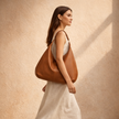 FJØRNA large leather hobo bag for women, stylish and spacious women's bag with soft leather and a slouchy design.