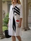FJØRNA women's summer dress with a colorful print, featuring pockets and a relaxed fit, ideal for warm-weather wear.