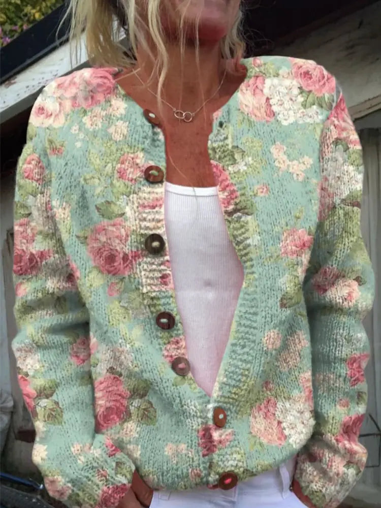 Lila | Women's Cozy Floral Print Open-Front Cardigan with Elegant for Casual