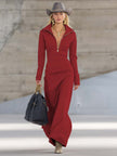 Pink V-neck maxi dress by FJØRNA, elegant evening dress with flowing fabric and sleeveless design, perfect for formal occasions.