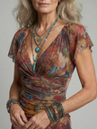 FJØRNA women's summer midi dress with halter neck and short sleeves, lightweight and stylish for warm weather.