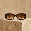 FJØRNA retro tortoiseshell rectangular unisex sunglasses with bold frames, stylish accessories for women.