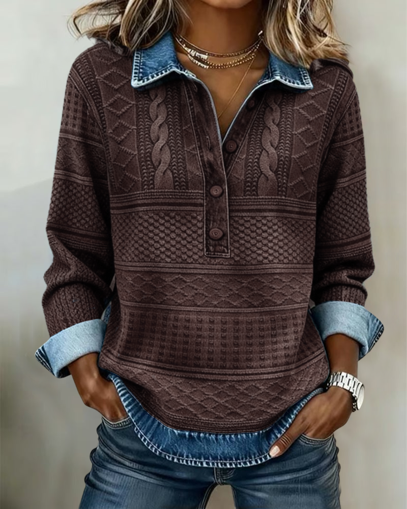 Dolores | Women's Elegant Button-Front Sweatshirt Pullover