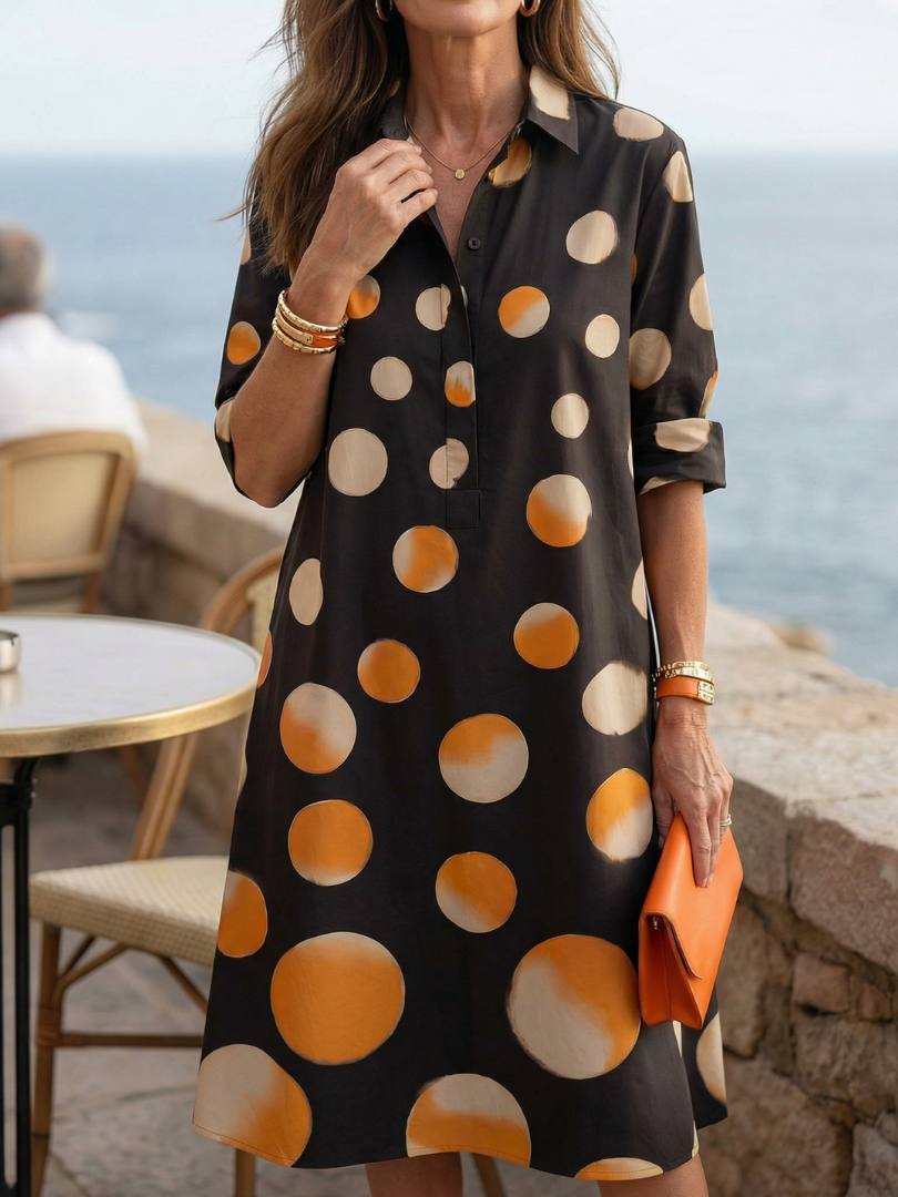 FJØRNA women's summer polka dot dress with pockets, lightweight and casual, perfect for warm weather and relaxed occasions.