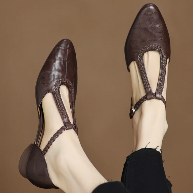 Margot | Women's Leather Pointed-Toe Mary Jane Flats