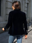 Velvet Blazer Slim Fit Single Button Peak Lapel Evening Jacket | Karin
