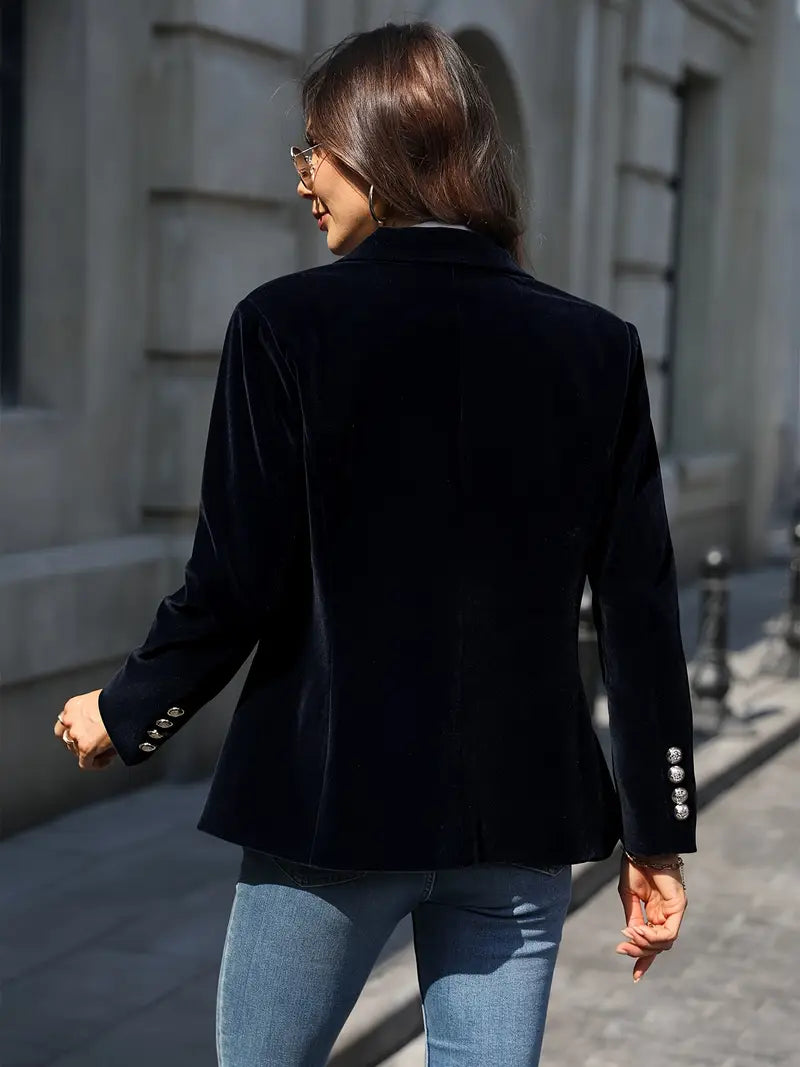 Velvet Blazer Slim Fit Single Button Peak Lapel Evening Jacket | Karin