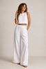 Two-Piece Set Women Cotton Sleeveless Crop Top Wide Leg
