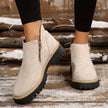 Ankle Boots Leopard Print Suede Lug Sole Chunky Side Zip Winter Boots | Nina