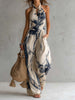 FJØRNA white ink wash print halter neck wide-leg women's jumpsuit with pockets, stylish and comfortable pants for modern fashion.