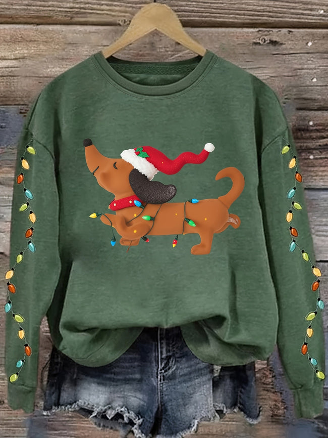 Mirjam | Women's Oversized Cropped Santa Tacky Novelty Crew-Neck Sweater
