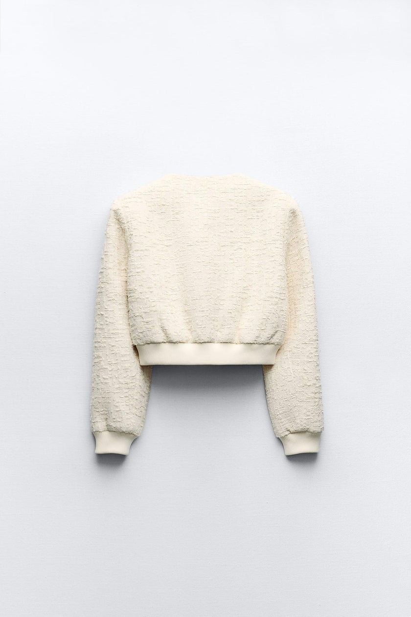 Bomber Sweater Women Structured Polo Collar Button Old Money