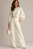 Two-Piece Set Women Long Sleeve Zip Ribbed Patchwork