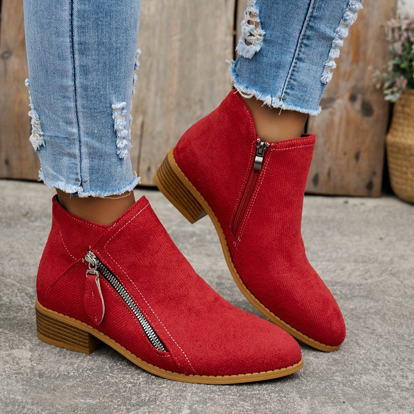 Elara | Women's Zip Ankle Elegance, Ease Boots with Comfortable Casual