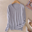 Knit Sweater Women V-Neck Long Sleeve Regular Fit