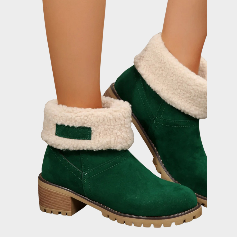 Snow Boots Fur Lined Suede Mid Heel Cushioned Winter Boots | Brynn