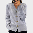 Hayden Chasie | Women's Versatile Ribbed Heart V-Neck Cardigan Sweater