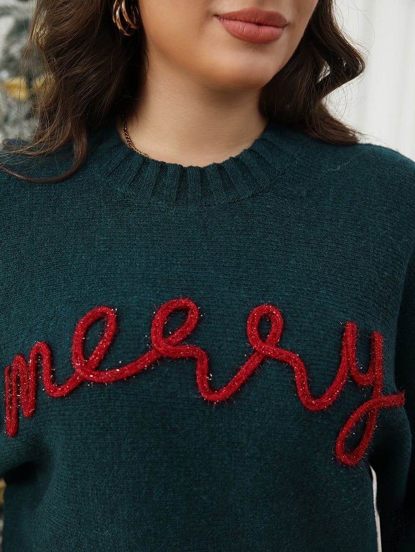 Helene | Women's Long Tacky Holiday Crew-Neck Knit Christmas Sweater