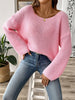 Knit Sweater Women Round Neck Relaxed Fit Long Sleeve