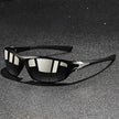 FJØRNA men's polarized wraparound UV400 sports sunglasses with sleek black frames and tinted lenses for outdoor activities.