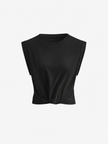 Jersey T-Shirt Women Cropped Twist Hem Short Sleeve White