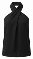 Halter Top Women Slim Fit Sleeveless Front Zip Black