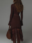 FJØRNA mesh pleated midi dress with a casual style, featuring lightweight fabric and flowing pleats, perfect for everyday wear.
