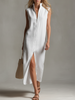 FJØRNA sleeveless midi casual dress with a fitted bodice and flowing skirt, perfect for warm-weather outings.
