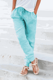 FJØRNA lightweight summer jogger pants for women, wide leg tapered trousers, breathable casual women's clothing.