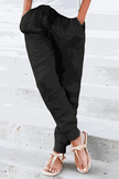 FJØRNA women's lightweight summer jogger pants with wide leg and tapered fit, casual trousers for warm weather.
