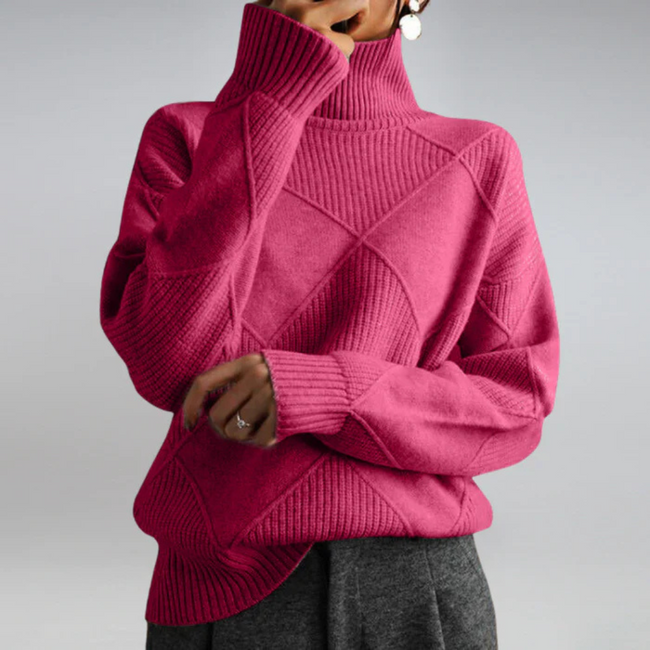 Lauren | Women's Tailored Knit Turtleneck Sweater Pullover with Cozy for Layering