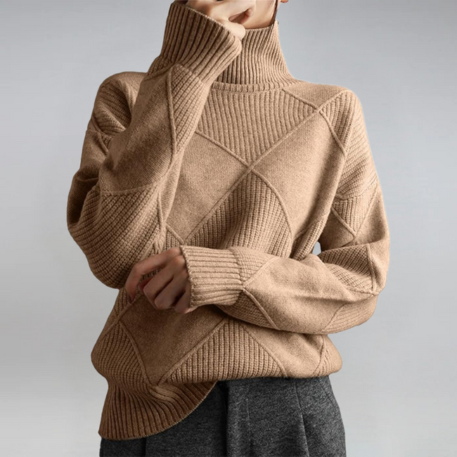 Lauren | Women's Tailored Knit Turtleneck Sweater Pullover with Cozy for Layering