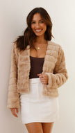 Faux Fur Jacket Women Short Warm Quilted Lining Winter