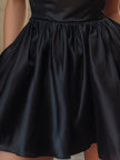 FJØRNA satin high-neck bubble mini dress, stylish cocktail dress with a fitted silhouette and elegant design, shown in the image.
