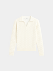 Cable Knit Sweater Women Cotton Blend White Pull-On
